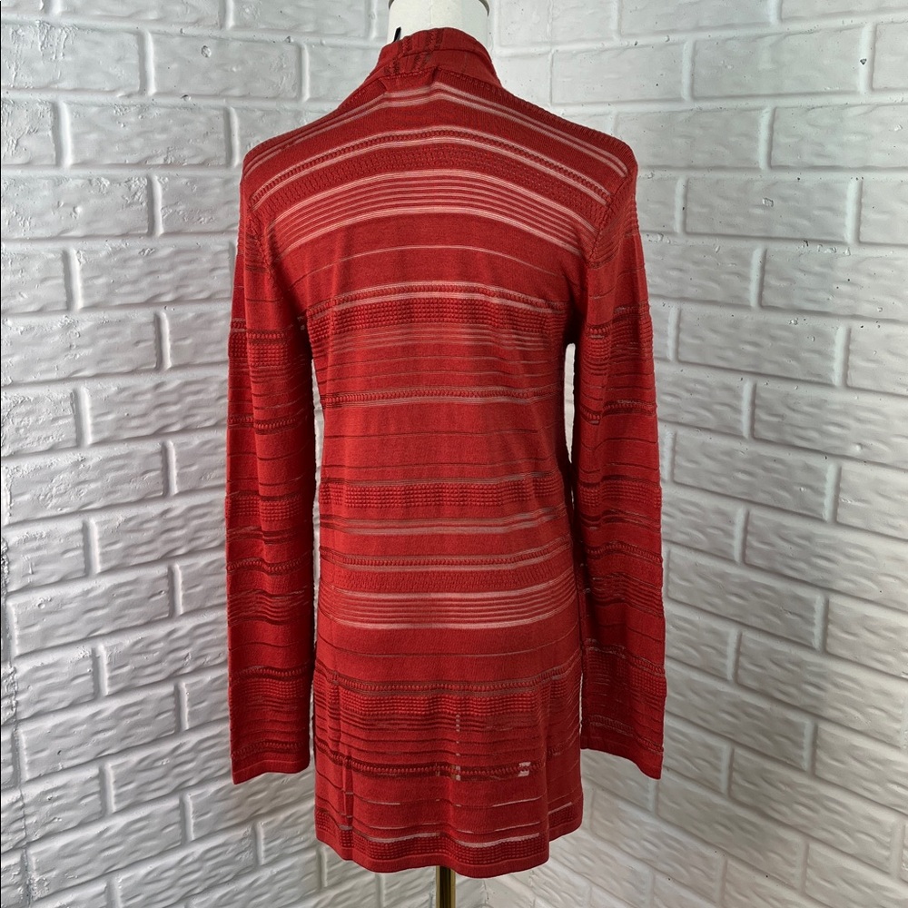 41 HAWTHORN CARDIGAN RUST COLOR LIGHTWEIGHT KNIT WITH SHEER STRIPES SZ MED NWT - Picture 7 of 13